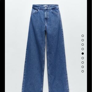 ZARA HIGH WAISTED WIDE LEGGED JEANS IN MID-BLUE